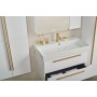 Sharp side modular bathroom cabinet white gloss gold handle