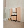 Sharp side modular bathroom cabinet oak natural gold handle