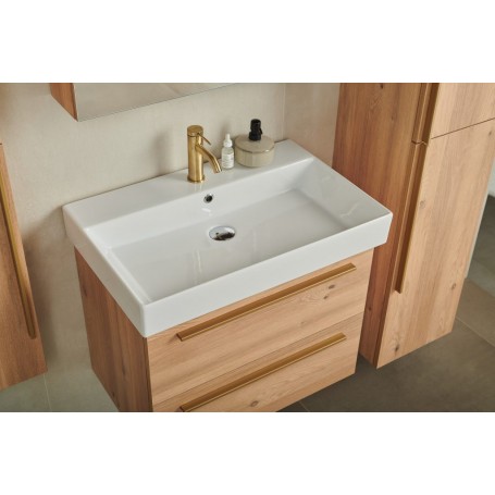 Sharp 85 lower bathroom cabinet oak natural gold handle