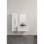 Smart 150 side bathroom cabinet white gloss black handle