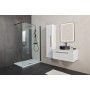 Smart 150 side bathroom cabinet white gloss black handle