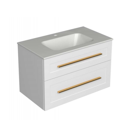 Eternity 80 lower bathroom cabinet white matte gold handle