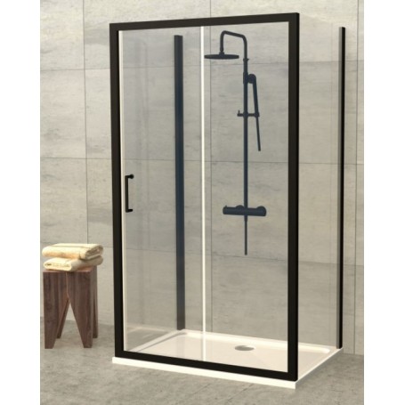 LINZ WALL FIX 90 BLACK TRS SHOWER PANEL