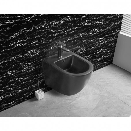 The Mondo black wall-hung bidet dimensions 490x370x320 mm