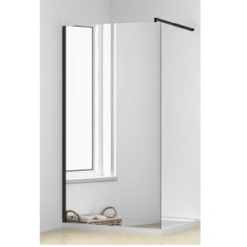 Armal shower wall 90x200 "walk in" mirror effect black matte profile