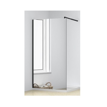 Armal shower wall 90x200 "walk in" mirror effect black matte profile