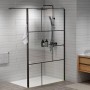 Armal shower wall 90x200 "walk in" with black lines, black matte profile, with hook and shelf