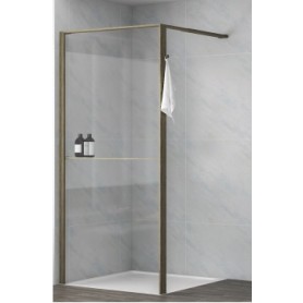 Armal shower wall 90x200 cm aluminum profiles, dark oak, with hook and shelf