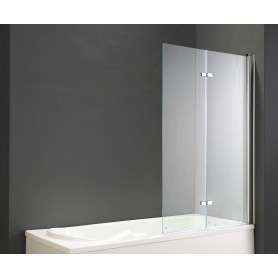 Bath screen 90x140cm glossy profile, transparent glass - A