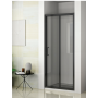 Folding shower door 80X190 black matte profile, transparent glass 6 mm - A