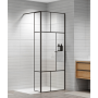 Shower wall 90+30x200 cm "Walk in" black matte profile, transparent glass 6 mm - A