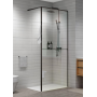 Shower wall 100x200 cm "Walk in" black, transparent glass, hook and shelf