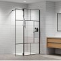 Shower wall 100+30x200 "Walk in" black, black matte profiles, transparent glass with hook