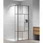 Shower wall 100+30x200 "Walk in" black, black matte profiles, transparent glass with hook