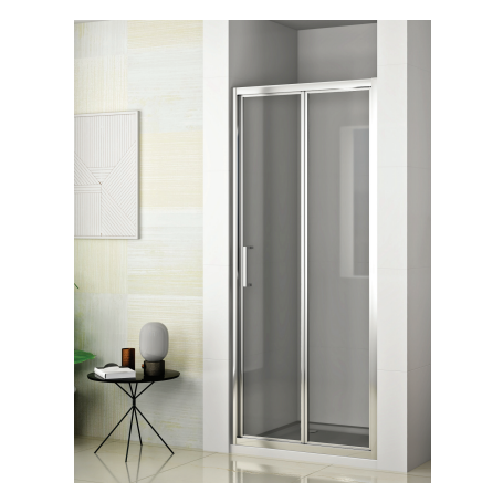 Folding shower door 90x190 chrome profile, transparent glass 6 mm