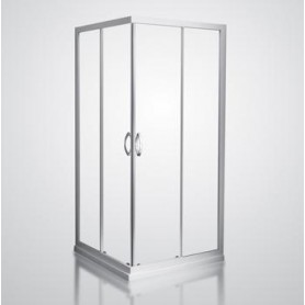 Domino square shower cabin 100x100x190 cm silver/transparent glass 6mm