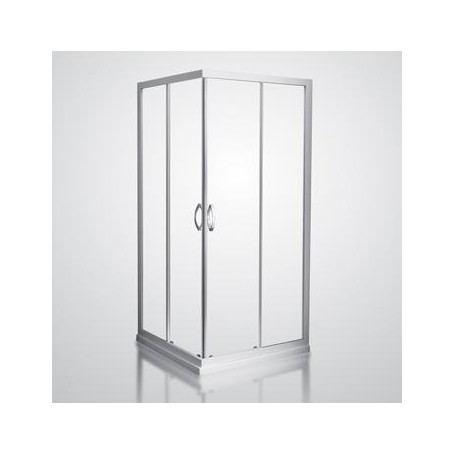 Domino square shower cabin 100x100x190 cm silver/transparent glass 6mm