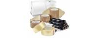 Wrapping packages, pallets, products with foil, binding bands, self-adhesive tapes.